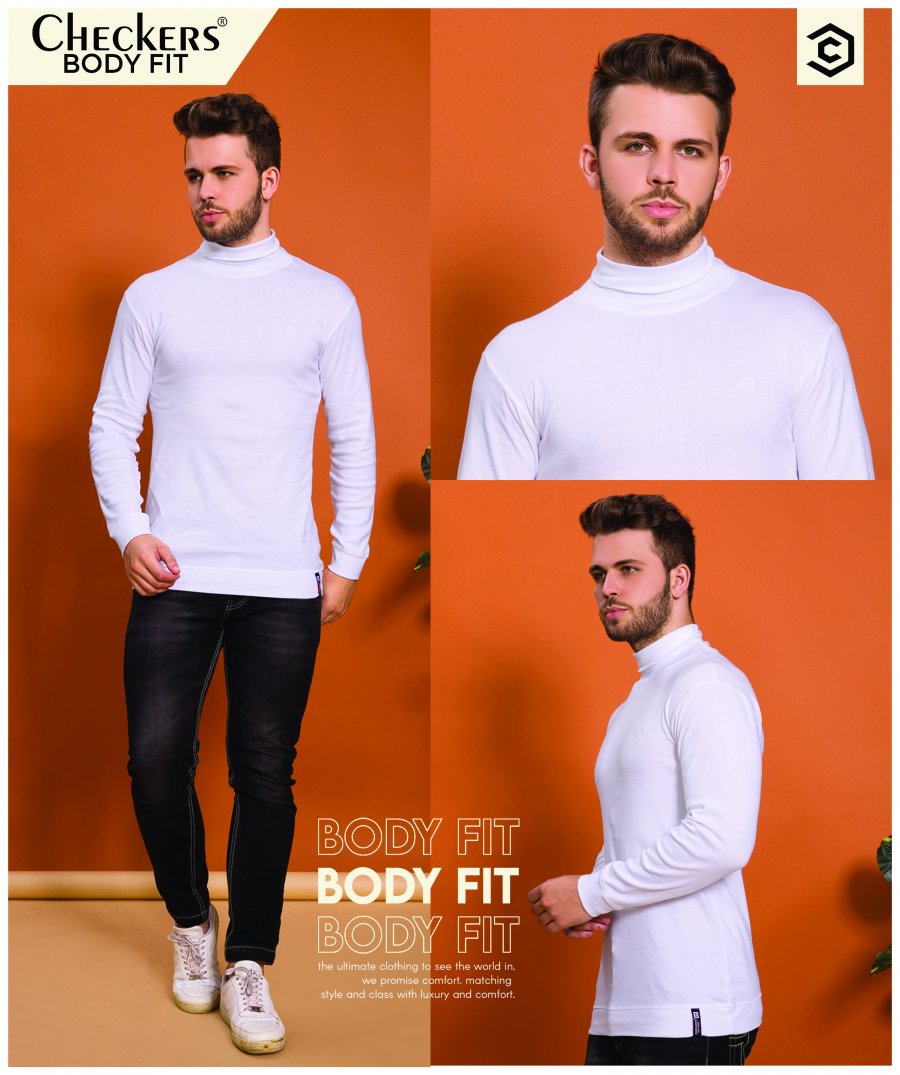 Checkers  Bodyfit Turtle Neck Full Sleeve
