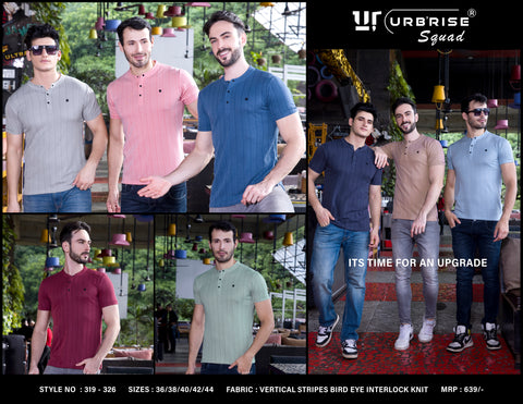 Ur Squad Henley Neck(Mandarin Collar) Hs, Style No: (319-326)  Box Of 08 Pcs